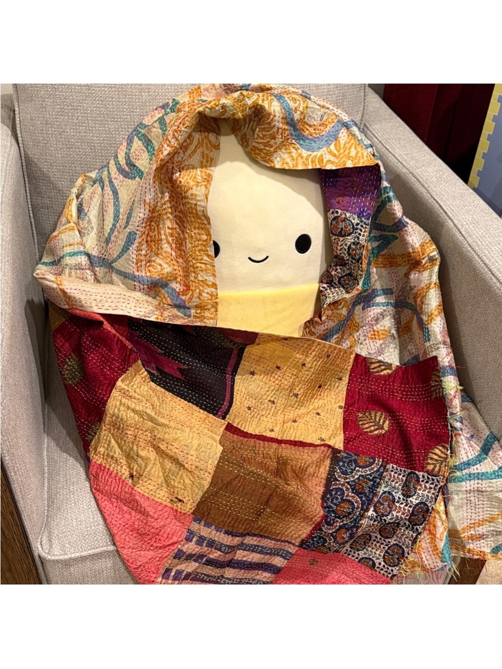 NWOT Colorful Silk Patchwork Kantha Scarf - Picture 5 of 5